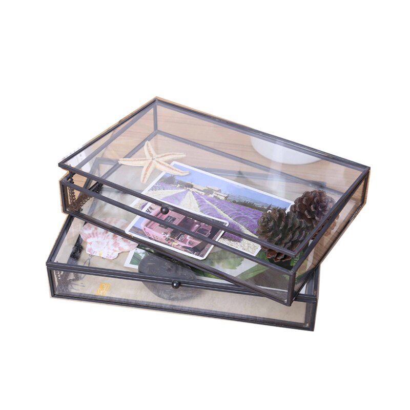 Nordisk stil retro glas smykker opbevaring æske smykker display box desktop opbevaring organisation boligindretning