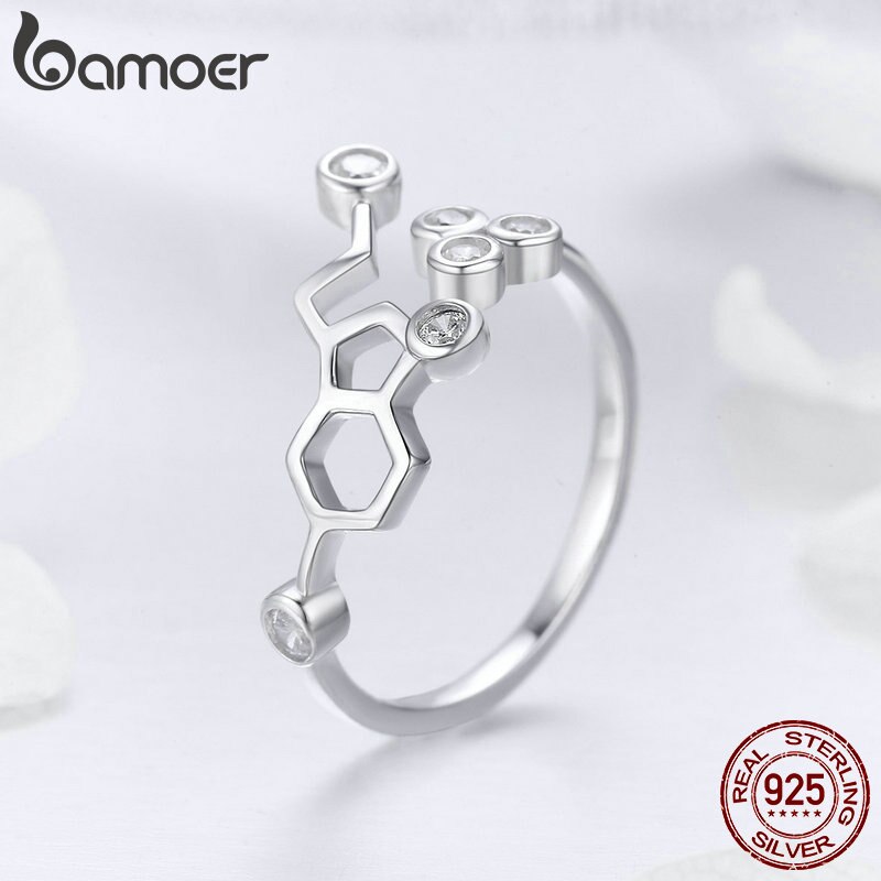 Bamoer Real 925 Sterling Zilver Honingraat Verstelbare Vinger Ringen Voor Vrouwen Clear Cz Ring Wedding Engagement Sieraden Anel SCR433