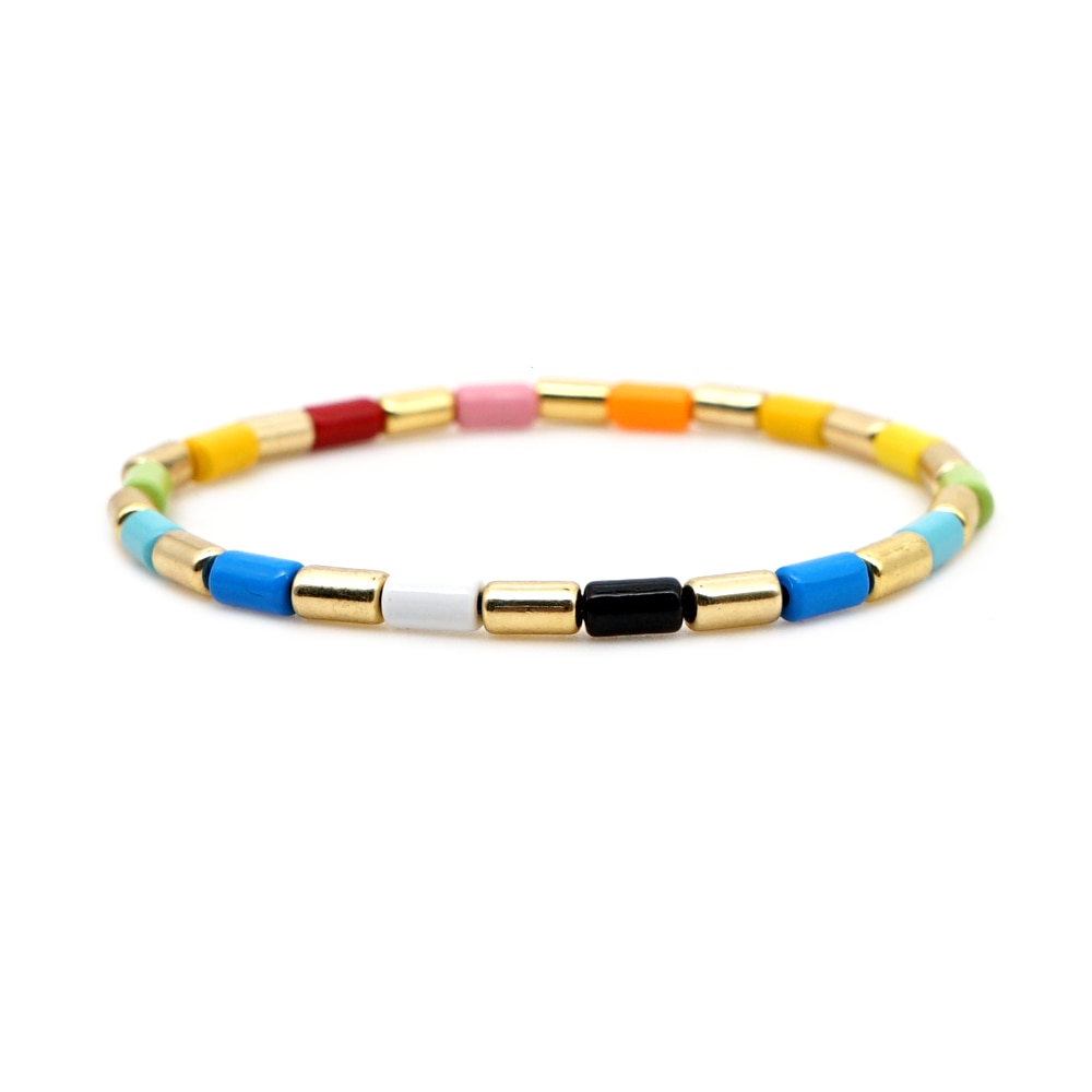 Shinus Rainbow Bracelet For Women Boho Jewelry Summer Jewellry Enamel Tile Bracelets Multicolor Accesorios Armband