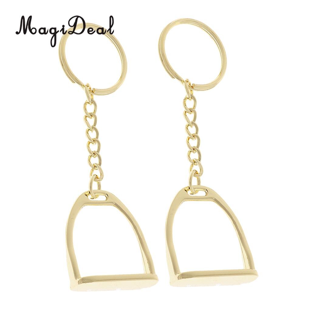 2 stykker zink legering stigbøjlen nøglering nøglering engelsk hest ornament værktøj ridesport forsyninger: Gylden gylden