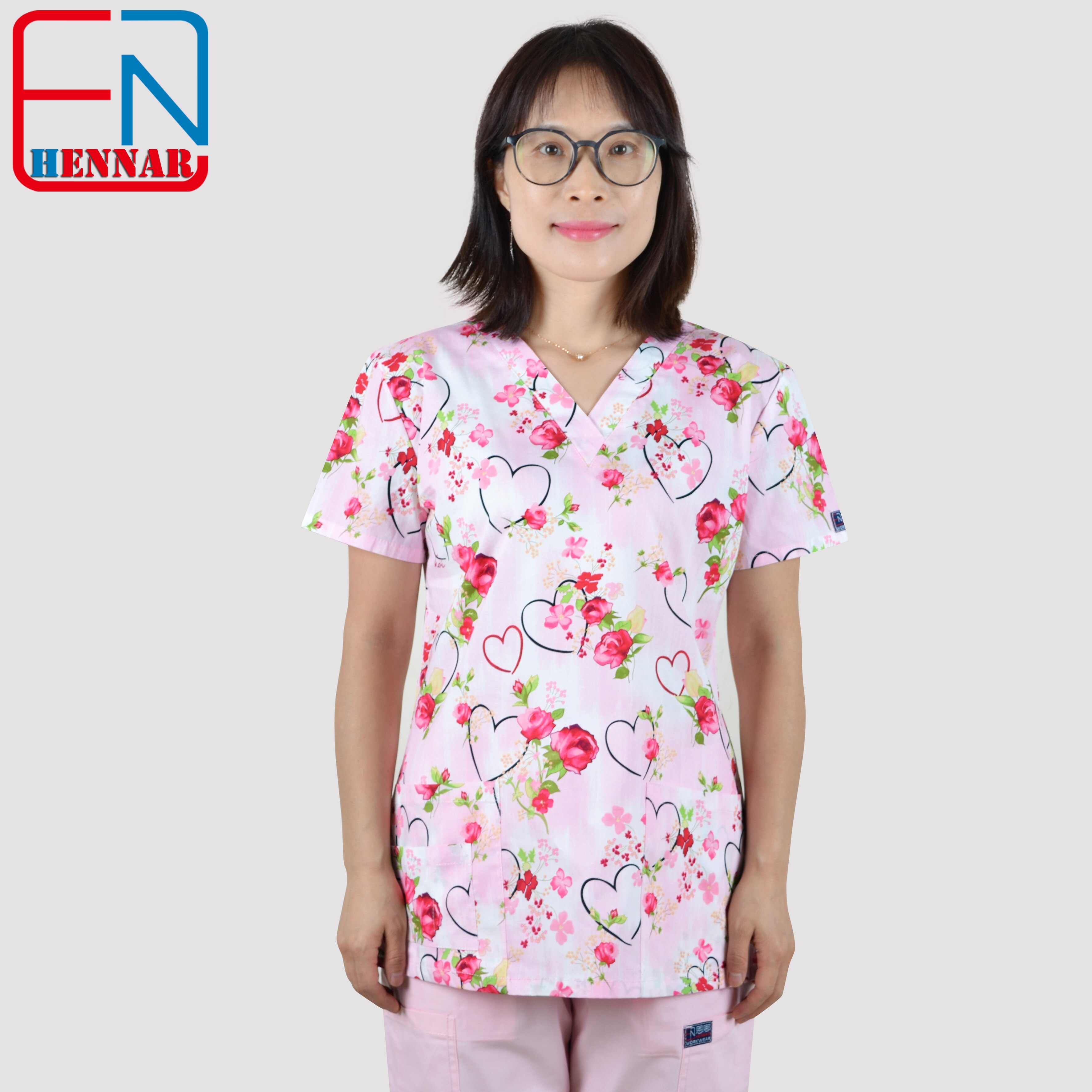 medische scrub tops voor vrouwen chirurgisch scrubs, scrub uniform in 100% print katoen maotou serie