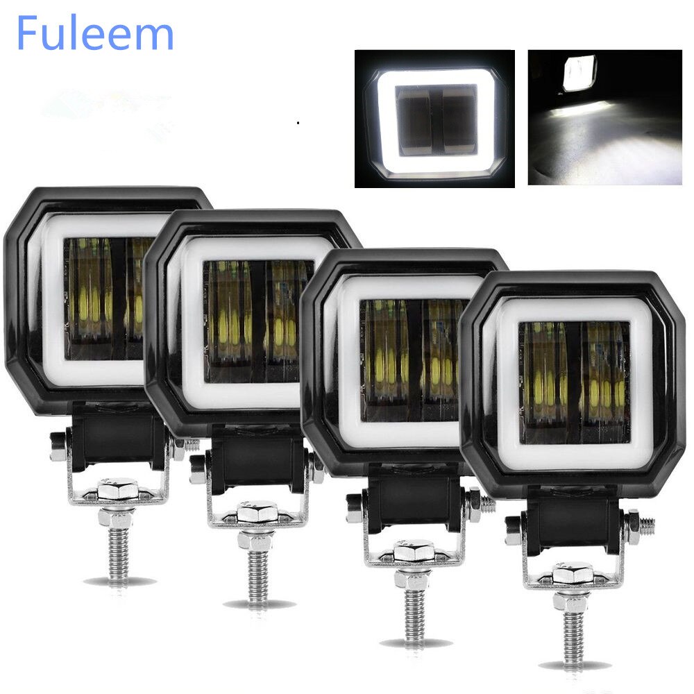 Fuleem 4 PCS 3 INCH 20 W LED Verlichting Pods Wit 6000 k LED Spot Lamp Wit DRL Koplamp mistlamp Voor Motorfiets UTV Off Road