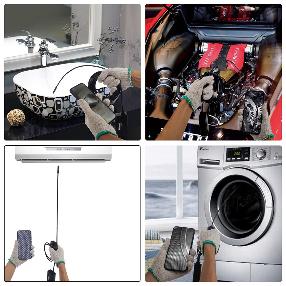 Industrielt endoskop slangekamera 8.0mm doble linser boreskop kamera hd endoskop kamera vanntette inspeksjonskameraer