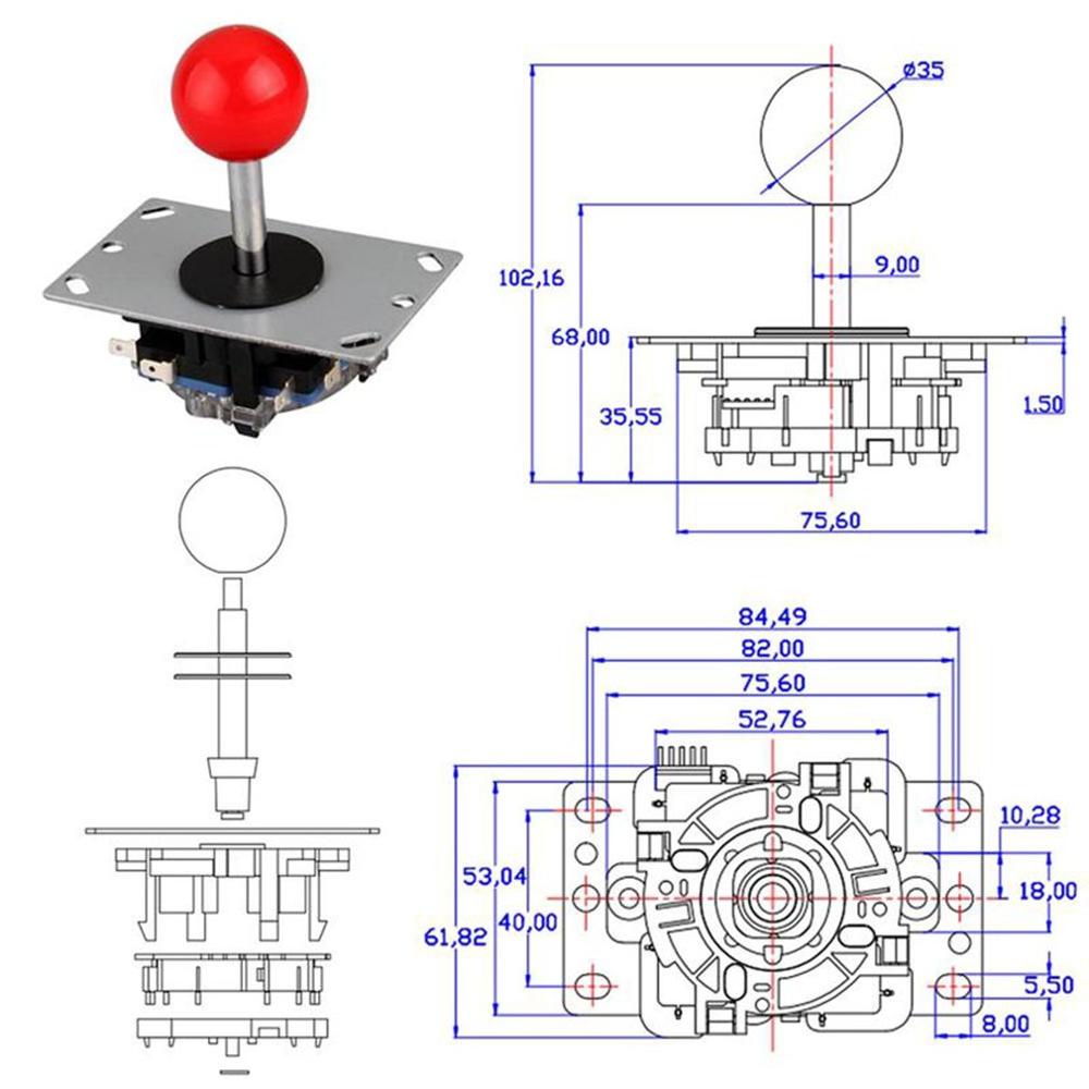 Imitatie drie-rocker joystick arcade met micro-motion spelcomputer rocker handvat spelconsole vluchtcontrolehendel