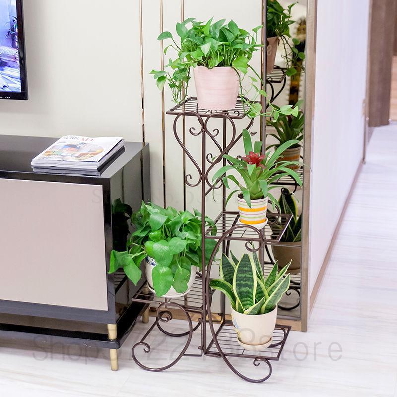Smeedijzeren Multilayer Bloem Andere Massief Houten Bloempot Dragen Zitkamer Balkon Indoor Vloer Type Multifunctionele Opzichtige S: C