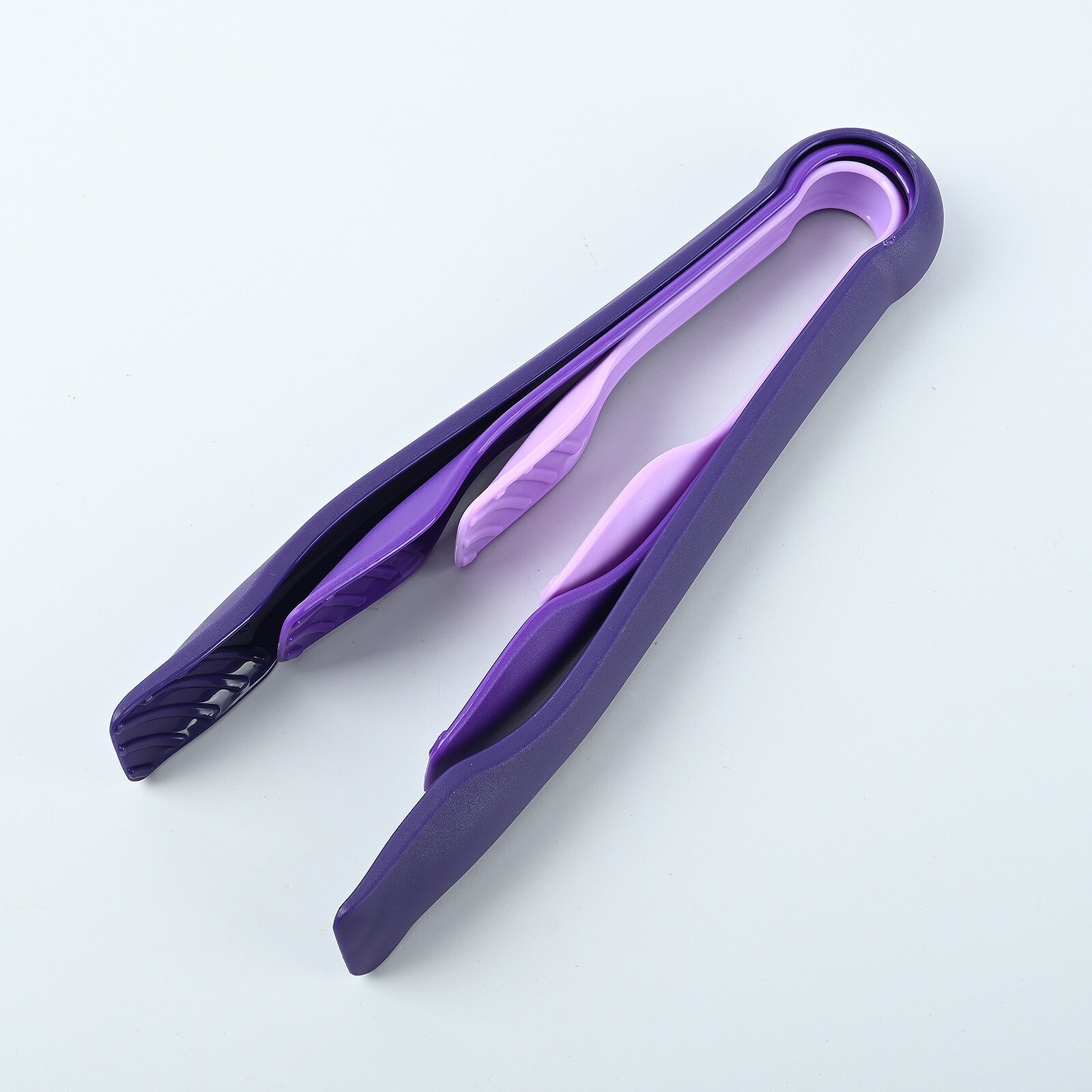 Pinzas multifuncionales antiadherentes 3 en 1 para comida, pinzas para ensalada frita, espátula para tortilla, Pizza, barbacoa, cocina: Morado