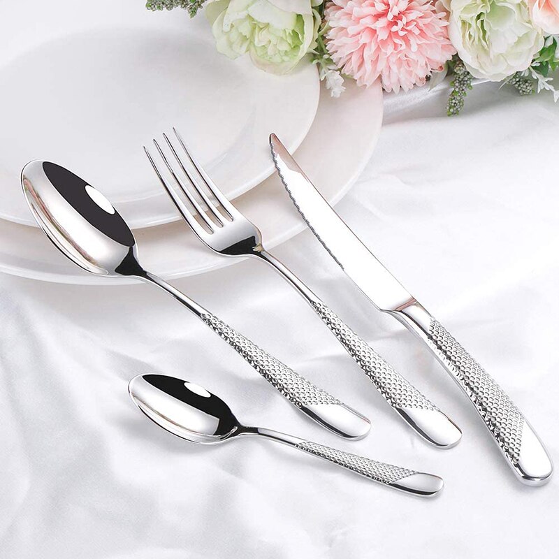 304 Stainless Steel Luxury Flatware Cutlery Set Silver Kitchen Tableware Set Dinnerware Fork Spoon Knife Western Gold Dinner Set