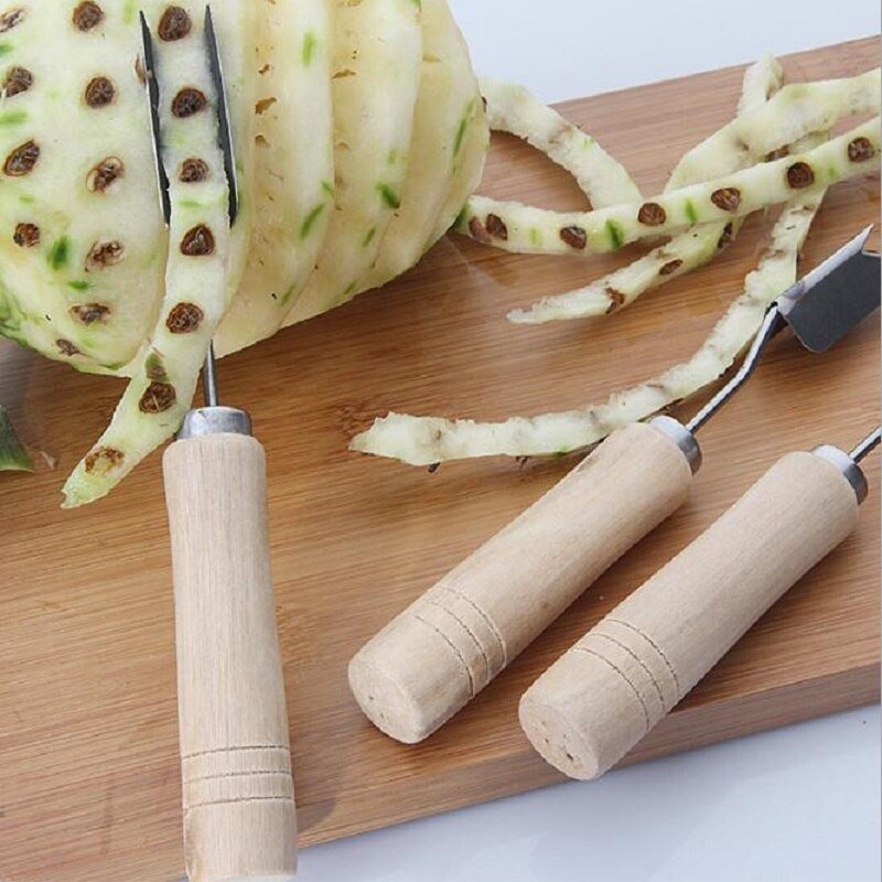 Classical Stainless Steel Pineapple Slicers Wood handle Easy Pineapple Knife Practical Kitchen UTensils