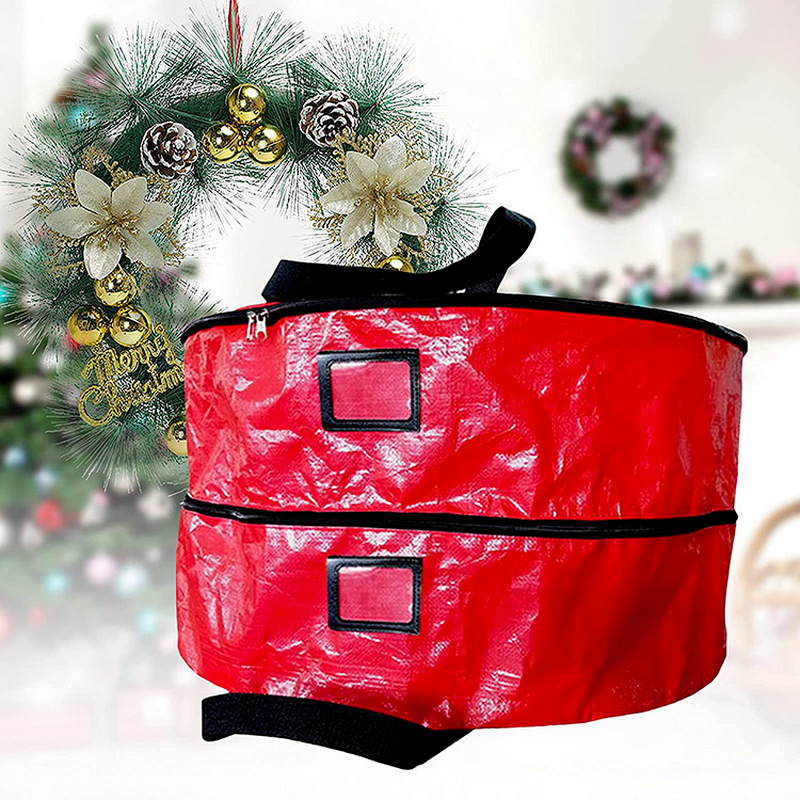 1Pc Doppel Schicht Lagerung Tasche Weihnachten Kranz Abdeckung Schützen Wasserdichte Große-kapazität Decke Kleidung Ornament Organisieren Werkzeuge