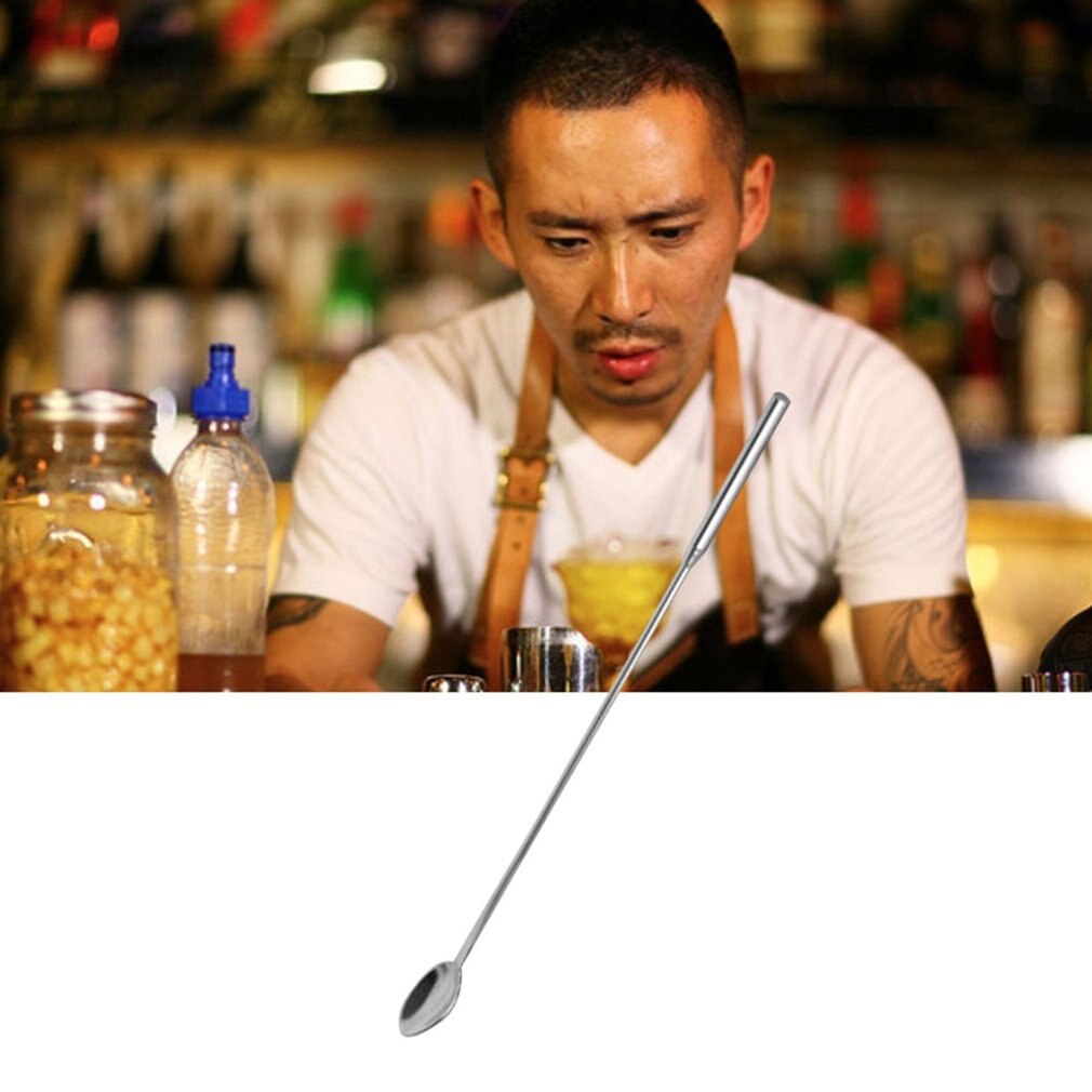 Stainless steel Cocktail Mix Milktea Making Tool Bar Shop Beverage Long Spoon Mixing Cocktail Sticks Drinking