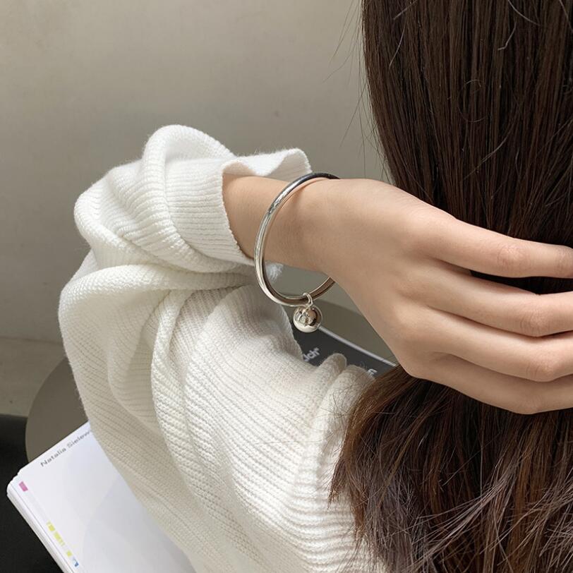 Pulsera de plata de ley 925 para mujer, brazalete con cierre de bola redonda y pequeña Simple para mujer, Red, Pal, joyería fina creativa B189