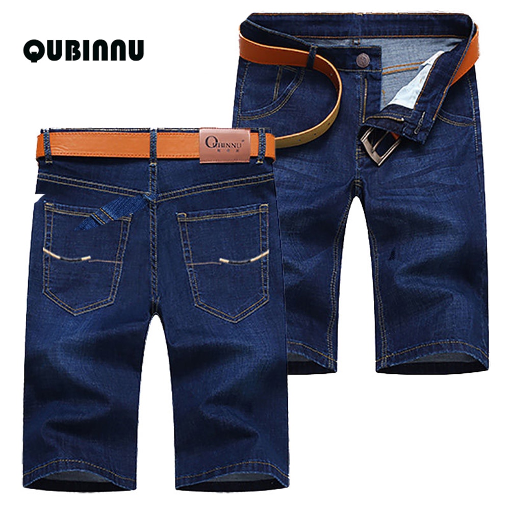 Summer Men Business casual Denim Shorts Stretch Slim Straight Thin Blue Cotton Short Jeans Male Brand Clothes