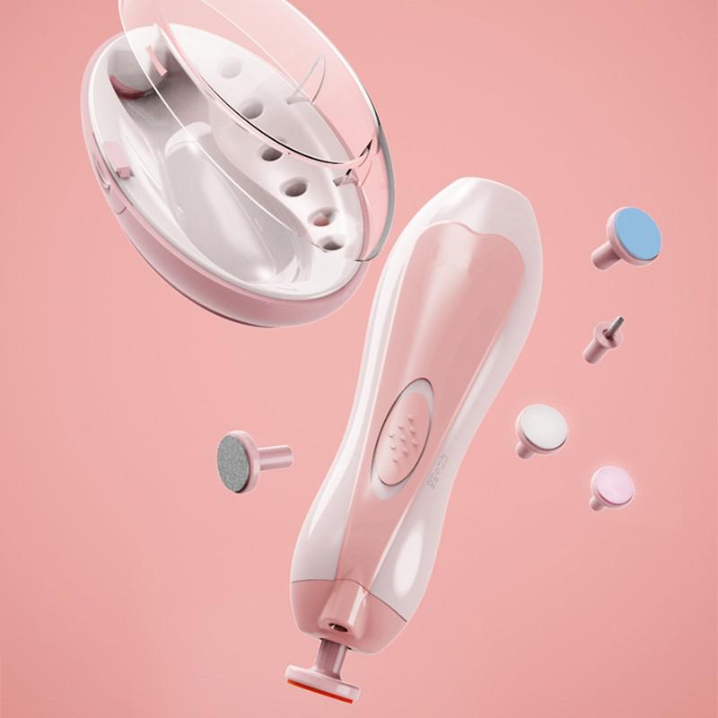 Baby Elektrische Nail Trimmer Baby Polijstmachine Manicure Pedicure Nagelknipper Cutter Schaar Care Set Kids Nail Care Baby: Pink
