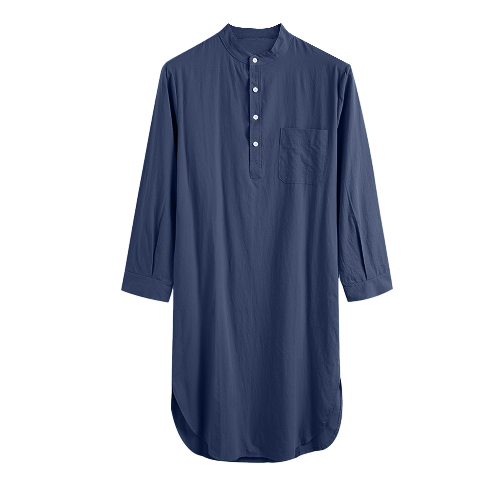 Abaya-Robe musulmane à manches longues pour homme, chemise de nuit en coton, longueur genou, tunique arabe, chemises noires, jubba, thobe blanc: XXXL / Marron