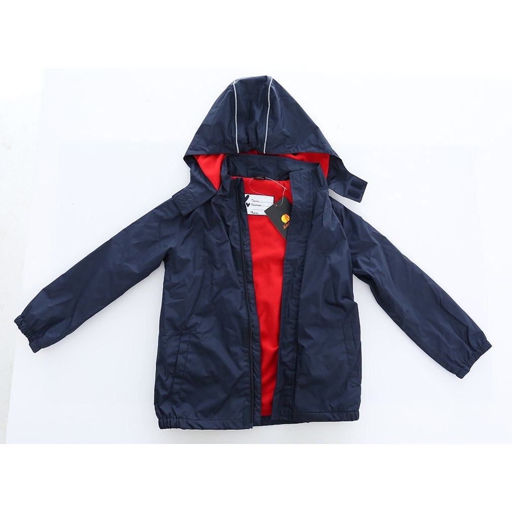 Couverture Vent Pluie LAUSONS Veste Garçon Imperméable - Blouson Outdoor Doublure Coton - Bleu Foncé Coupe-vent Enfant Outdoor