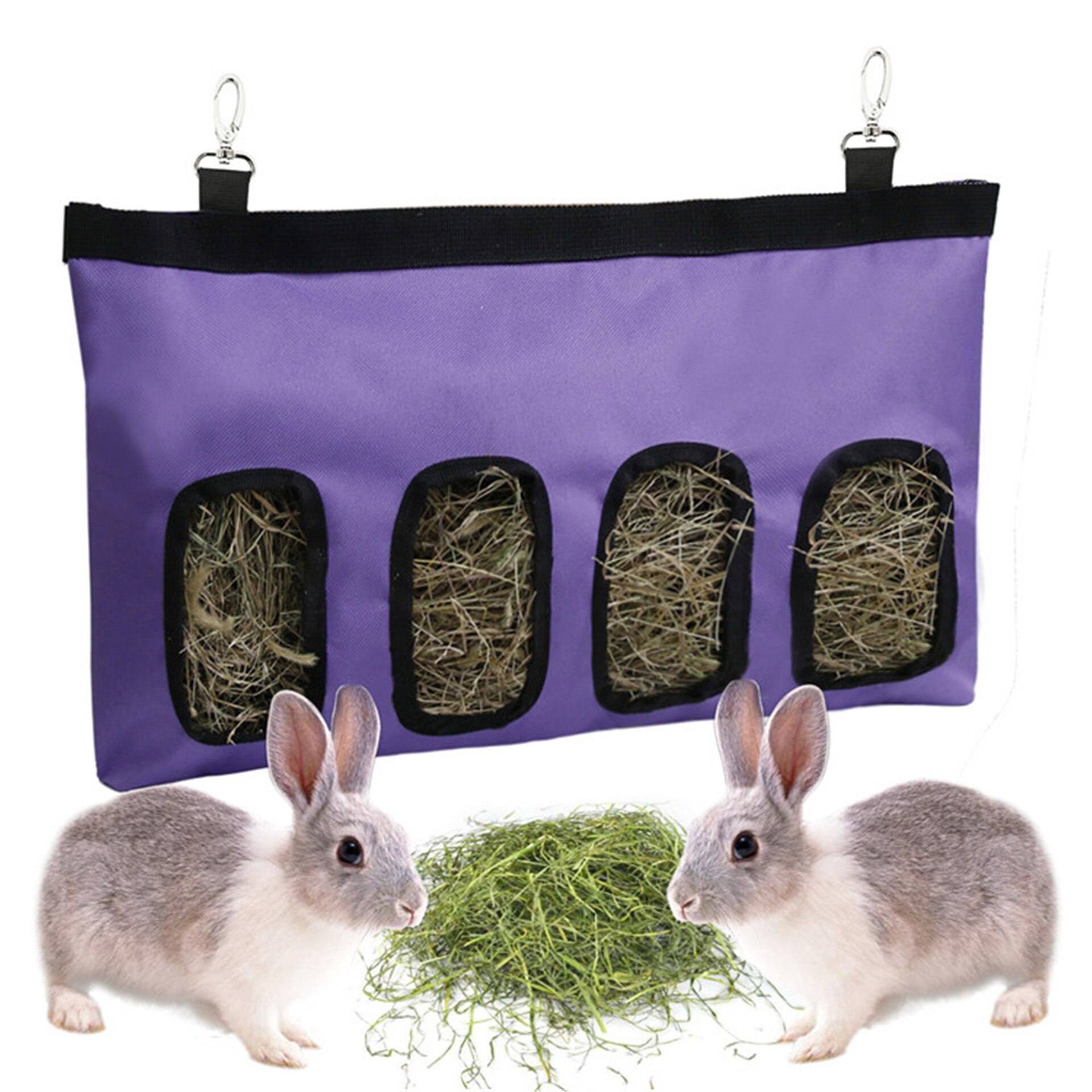 Alimentador de conejillo de indias y conejo Para mascotas, Bolsa de heno colgante, Bolsa pequeña, suministros Para mascotas, Bolsa Para Premios: Purple L