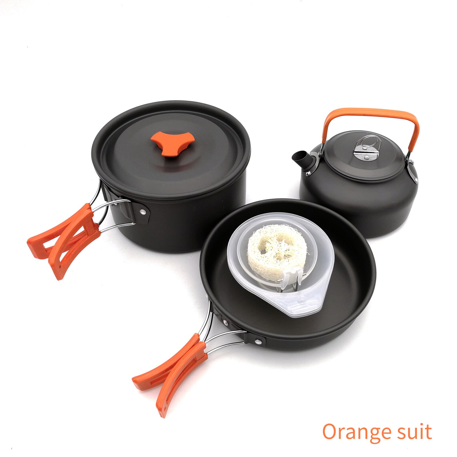 Camping Cookware Set Picnic Cooking Pots Set Outdoor Hiking BBQ Tableware with Pan Kettle Stove Set Camping Tourism Supplies Kit: set 1