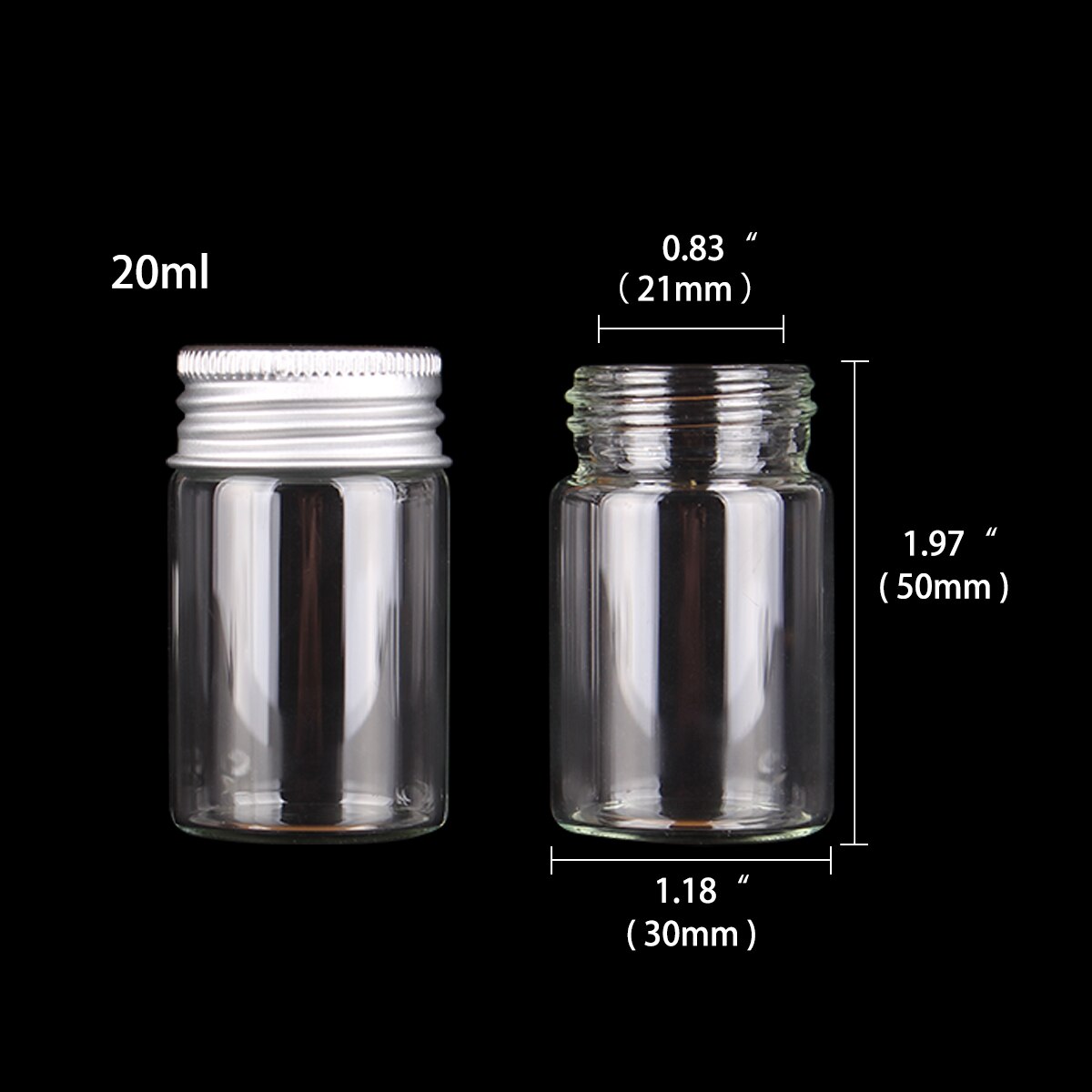 12 Uds 10ml 15ml 20ml 25ml 30ml 40ml 50ml 60ml 80ml 100ml botellas de vidrio con tapas de aluminio botella de especias de vidrio vacía para manualidades: Rojo