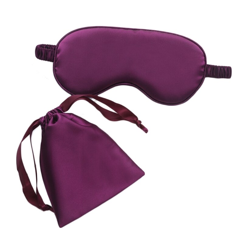 Masque pour les yeux en Imitation soie pour femmes, bandeau de sommeil de couleur unie avec sac K1KB: DP