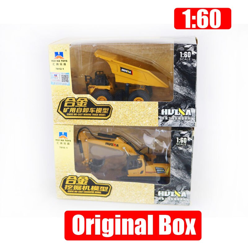 Huina Model 1:60 Scale Alloy Excavator Dump Truck Wheel Loader Engineering Vehicle Diecast Toy Christmas Year: 2PCS box a