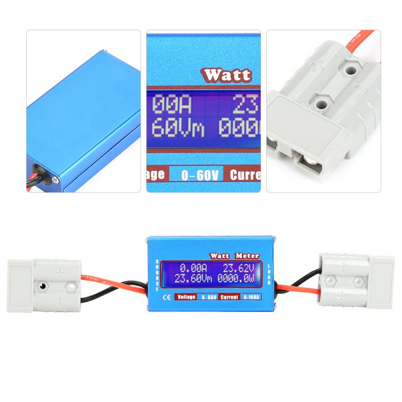 Power Meter 0-100A 0-60V High Accuracy watt Swr Meter DC Power Analyzer Watt Volt Amp Energy Meter Analyzer Wattmeter