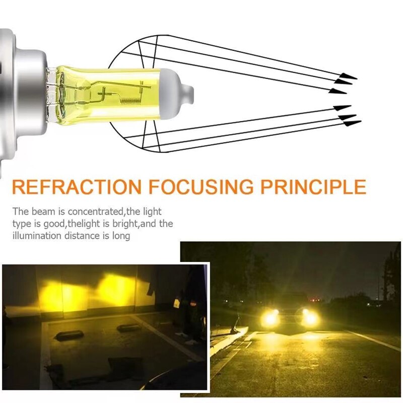 Halogeenlamp H7 Geel 12V 55W 3000K Kwartsglas Xenon Autokoplamp Autolamp 2 STUKS