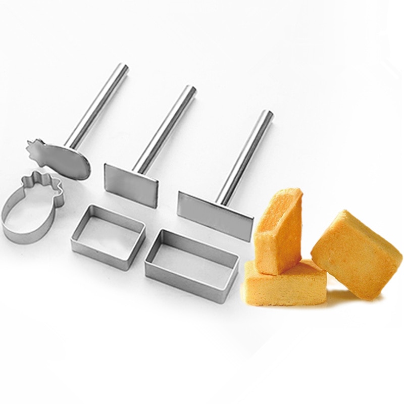 Aluminium Cookie Cutter Met Druk Stempel Ananas Cake Cutter Mold 2 stuks Set