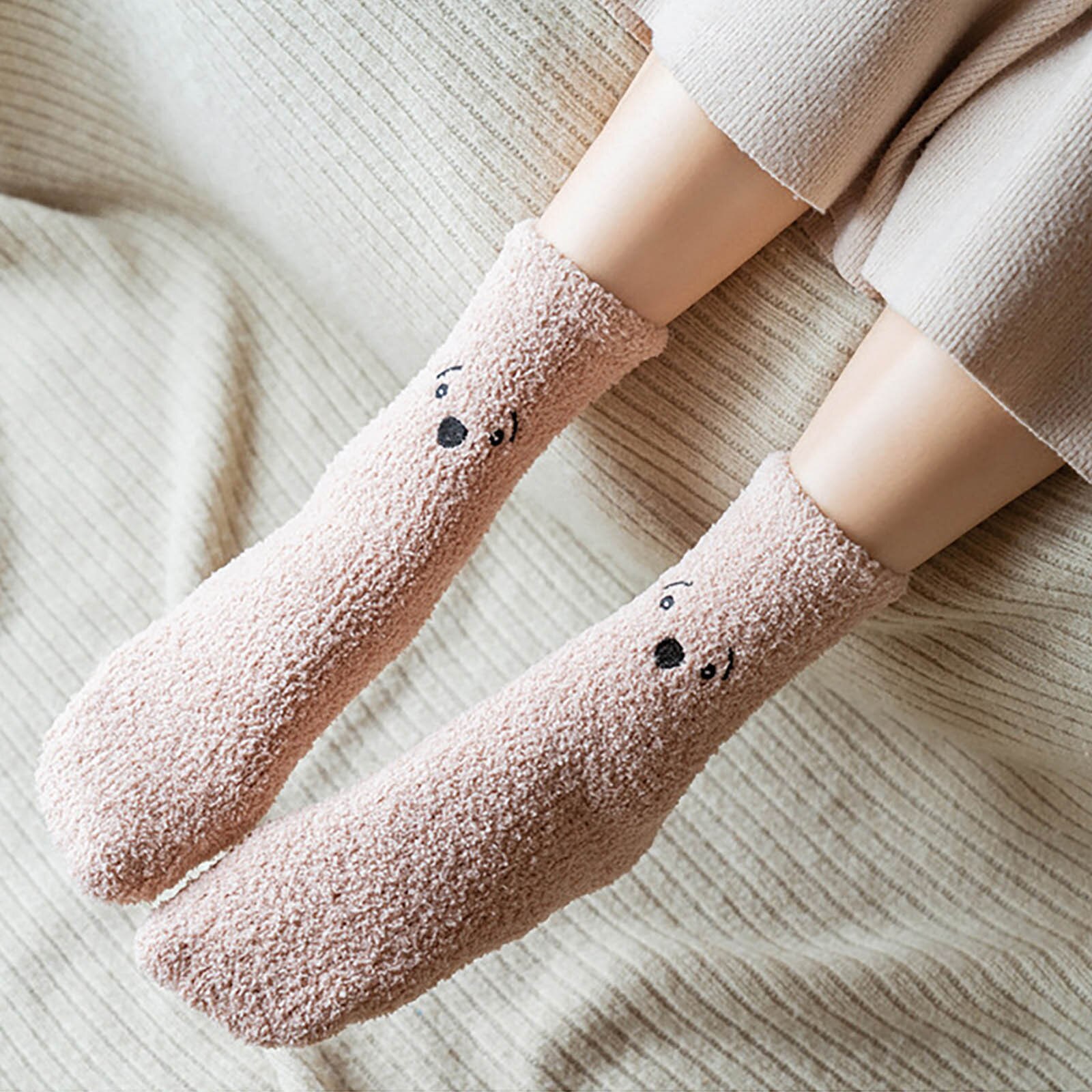 Winter Women Socks Warm Thicken Anti-slip Floor Socks Spring Autumn Cotton Breathable Keep Warm Floor Anti-skid Print Socks