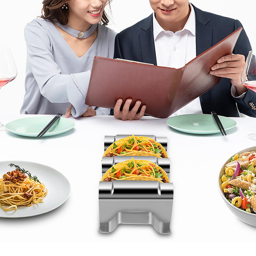 Wave Shape Stainless Steel Taco Holders Mexican Food Rack 2-3 Hard Shells Dog Holder Stand Taco Rack