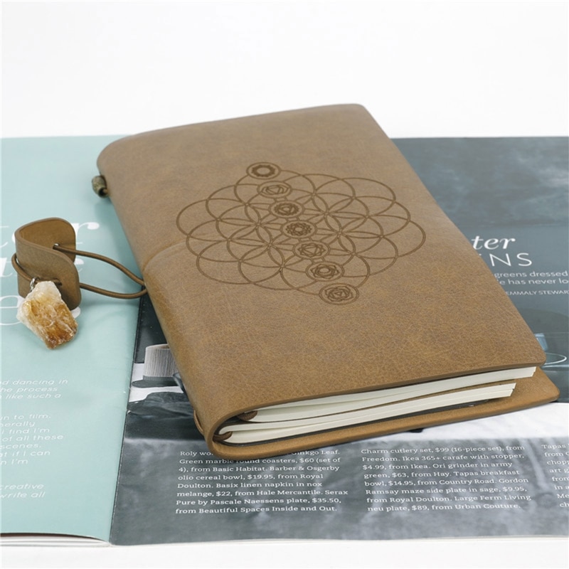 Brown Leather Notepad Elastic Closure Writing Notebook for Office Home School 101A