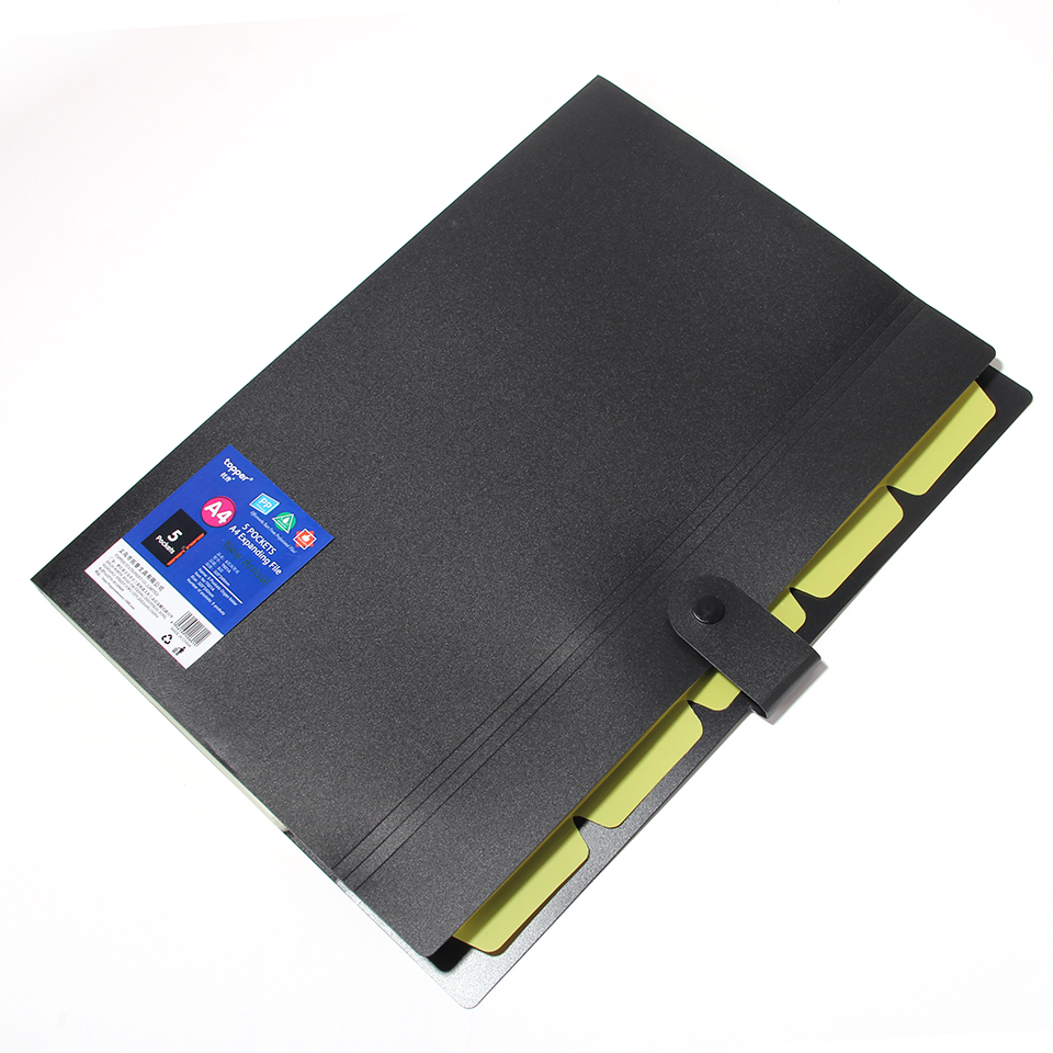 A4 10 farver vandtæt pp filmappe dokumentpose pose bill mappeholder organizer klip fil dokumentmappe flere farver: Sort gul