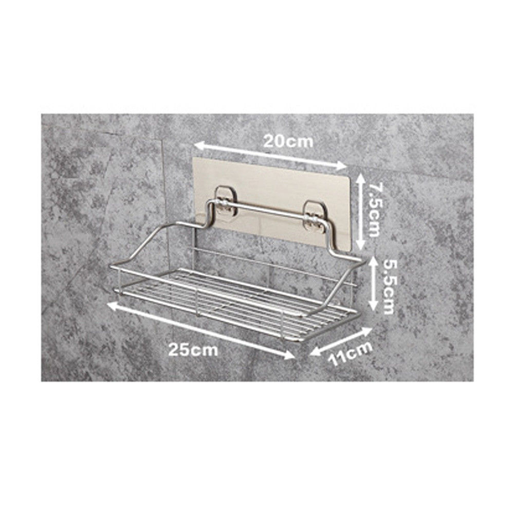 Adhésif fixé au mur Durable de support de stockage de salle de bains de panier d'étagère d'acier inoxydable: L