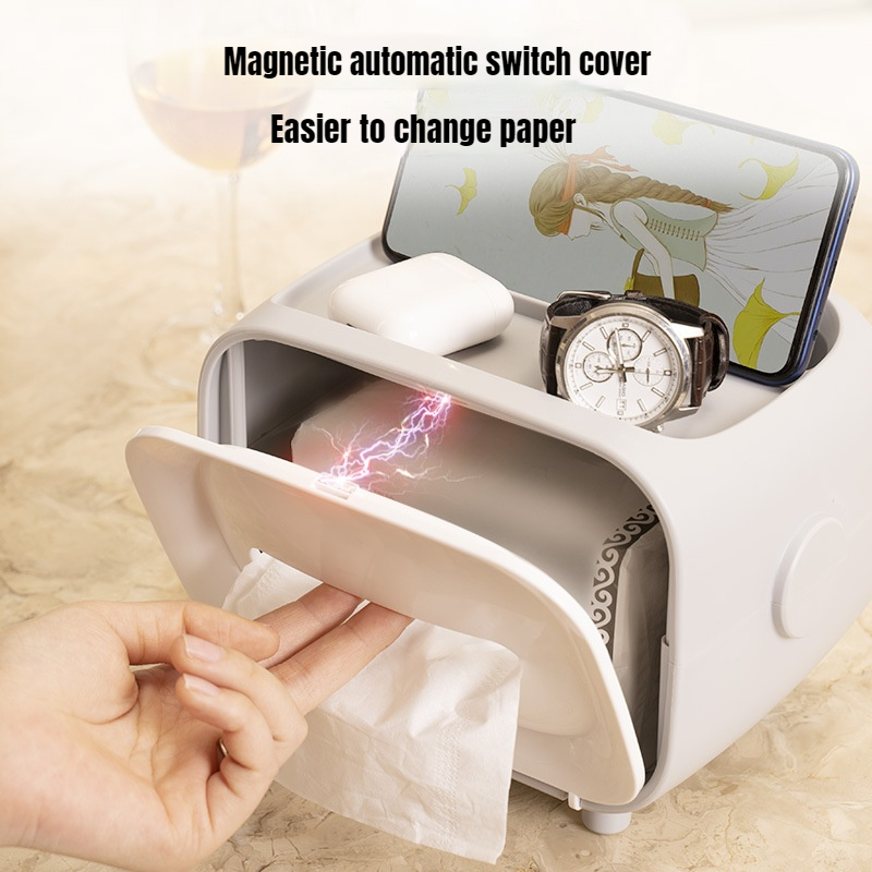 Office Desktop Multi-function Paper Towel Box Simple Plastic Storage Paper Drawing Box Paper Towel Distributor