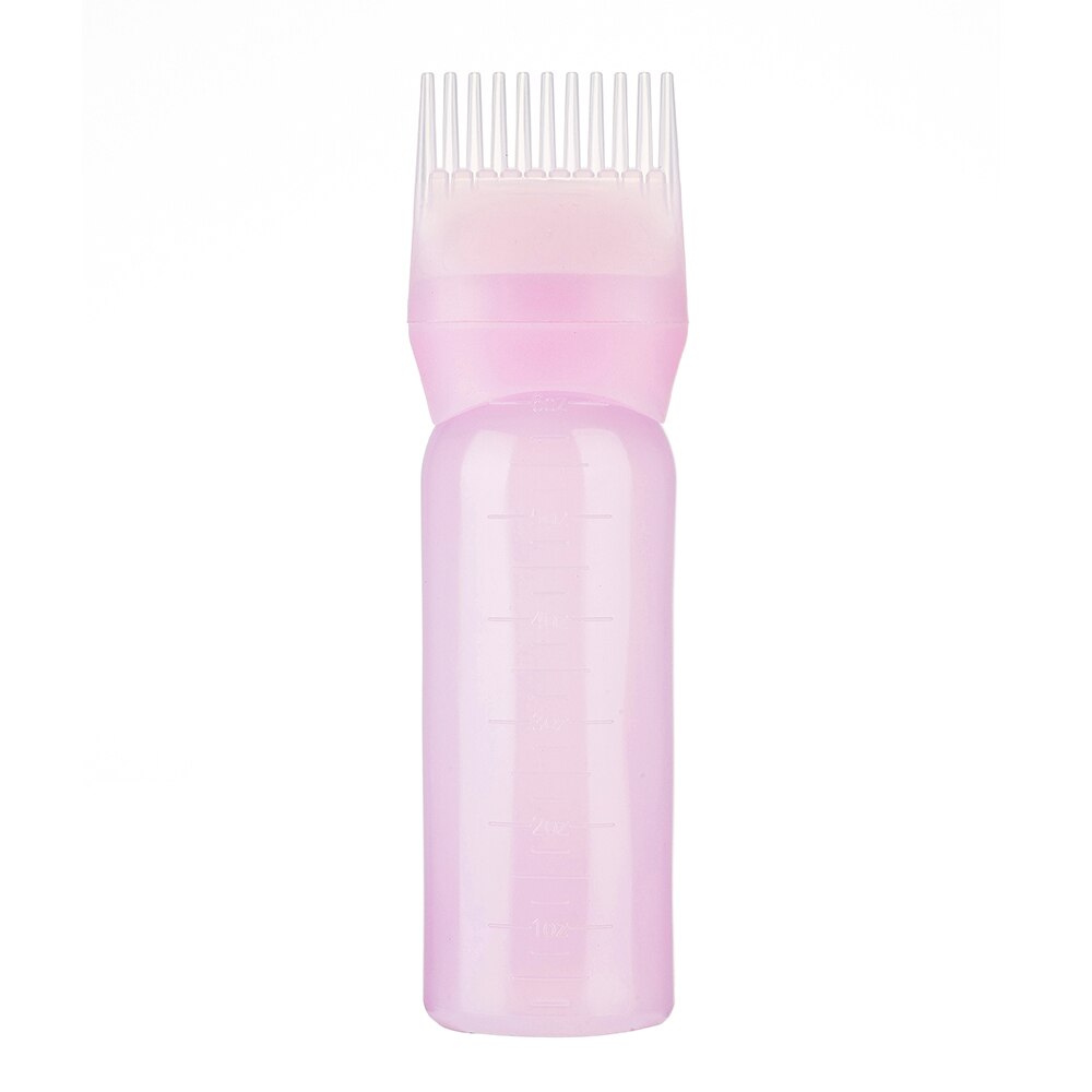 120ml flerfarvet plast hårpåfyldningsflaske applikator kam dispensering salon hårfarvning frisør styling værktøj: Lyserød