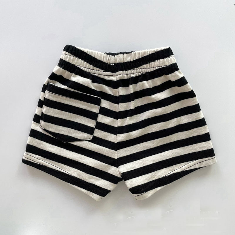 Boutique Streep Stippen Shorts Voor Jongen Meisje Anti-Rimpel Met Pocket Baby Meisje Zomer Kleding Outdoor Strand Toevallige Strakke riem Broek: striped / 12-18M