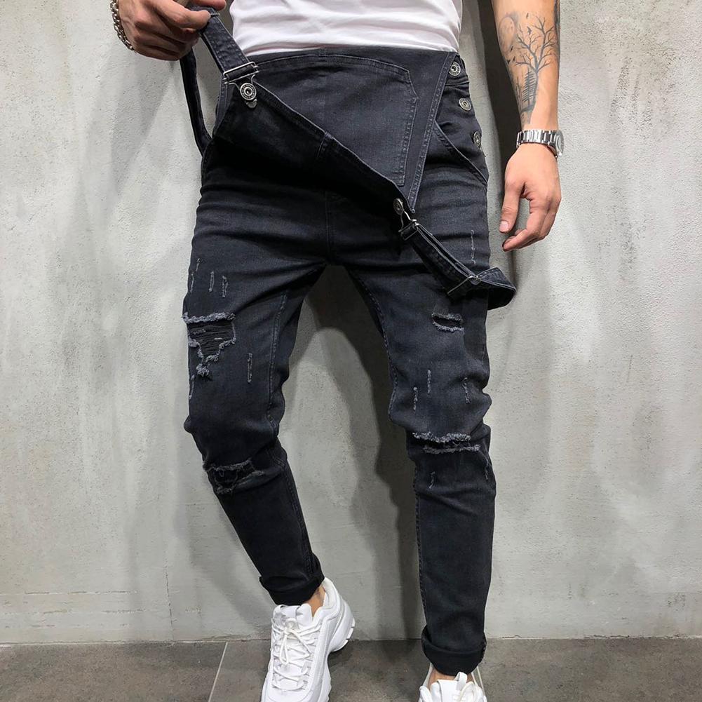 SALES! Retro Summer Men Ripped Denim Overalls Destroyed Hole Long Pants Jeans Jumpsuit