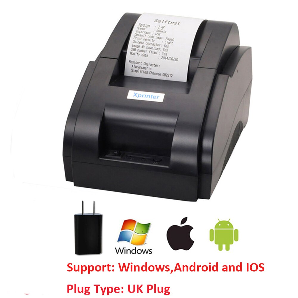 XP-58IIH Thermische Kleine Ticket Printer Printer Usb Machine Restaurant Pos Printer Voor Windows, Of Android En Ios: UK windows etc