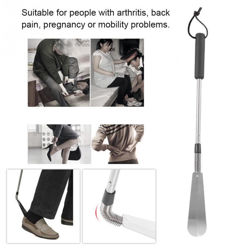 Telescopic Spring Shoe Horn Shoe Accessory Stainless Steel Stretchable Shoe Lifter Long Pull Shoehorn for The Elderly & Pregnant