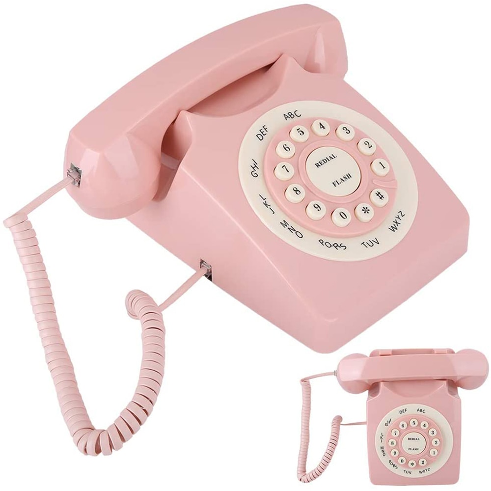 Vintage Telefoon Desktop Retro Antieke Telefoon Ouderwetse Vaste Bedrade Telefoon Voor Thuis Kantoor Telefoon Zwart/Roze/Groen