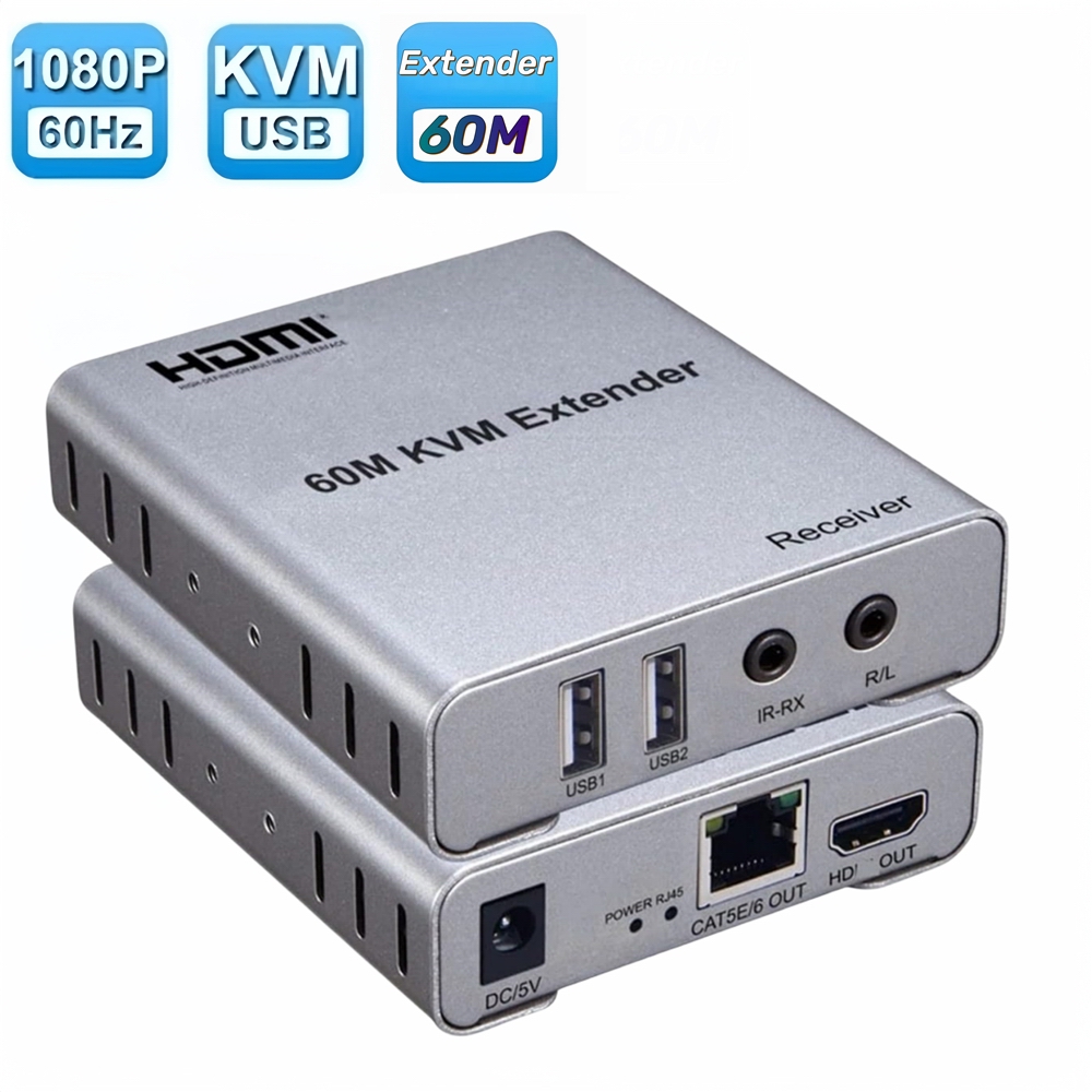 60M USB KVM HDMI Verlängerung 1080P über Katze5e Katze6 RJ45 Ethernet Kabel Audio- Video Absender Empfänger Signal erweiterung Konverter