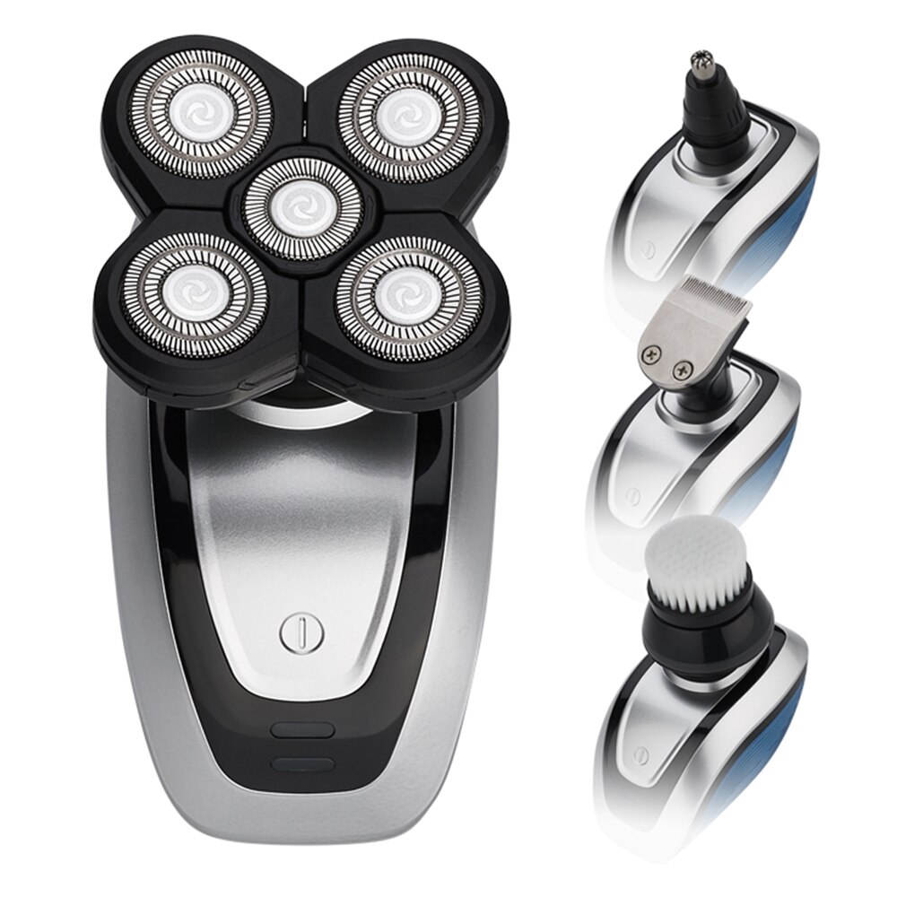 5 in- in-1 elektrisch scheerapparaat voor mannen, nat en droog scheerapparaat, oplaadbare neustrimmer, bakkebaardensnijder, gezichtsreinigingstools: Default Title