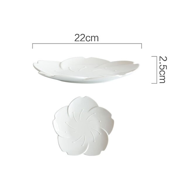 Japanse Stijl Gradiënt Bloemblaadjes Sakura Keramische Plaat Servies Westerse Voedsel Platen Kruiden Dompelen Schotel Dessert Bakken Bowls: 9 inches white