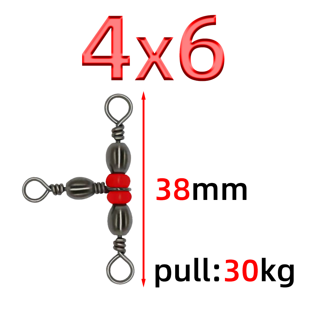 20 stk. japansk trefork flaskeformet tredelt ring 8- -ords ringdeler t-svivel rød perlesvivel fisketilbehør: Burgunder