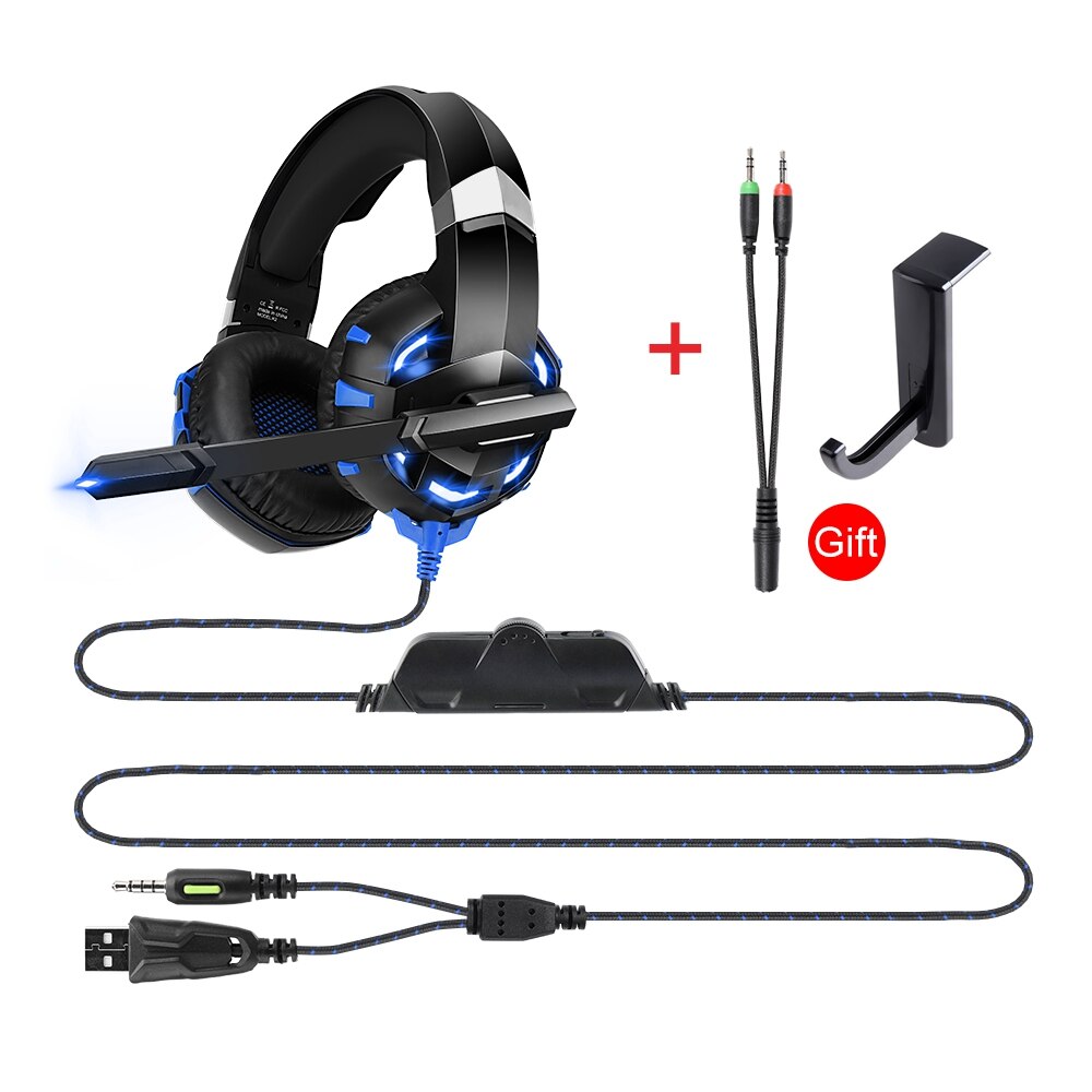 Super Bass Headset Gamer Hoofdtelefoon Computer Pc, over Ear 9D Stereo Telefoon Gaming Headset Met Microfoon Voor PS4 PS5 Xbox: blue no box