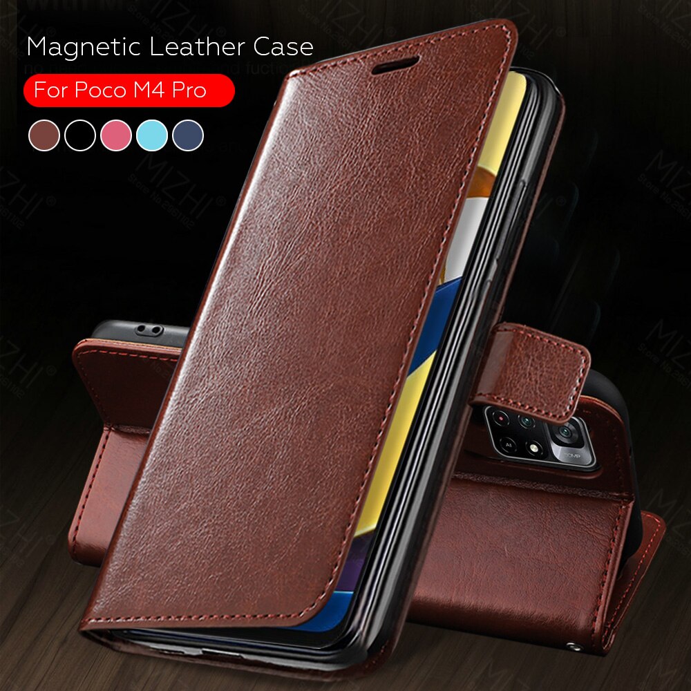 Voor Poco M4pro Case Lederen Magnetische Flip Telefoon Gevallen Voor Xiaomi Poco M4 Pro 5G M 4 4M pro Wallet Stand Book Cover Coque