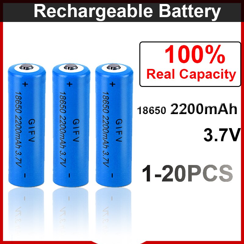 3.7V 18650 Battery 2200mah Rechargeable Lithium Batteries Pack Real Capacity for Radio Charging Fan Electric Mosquito Batting