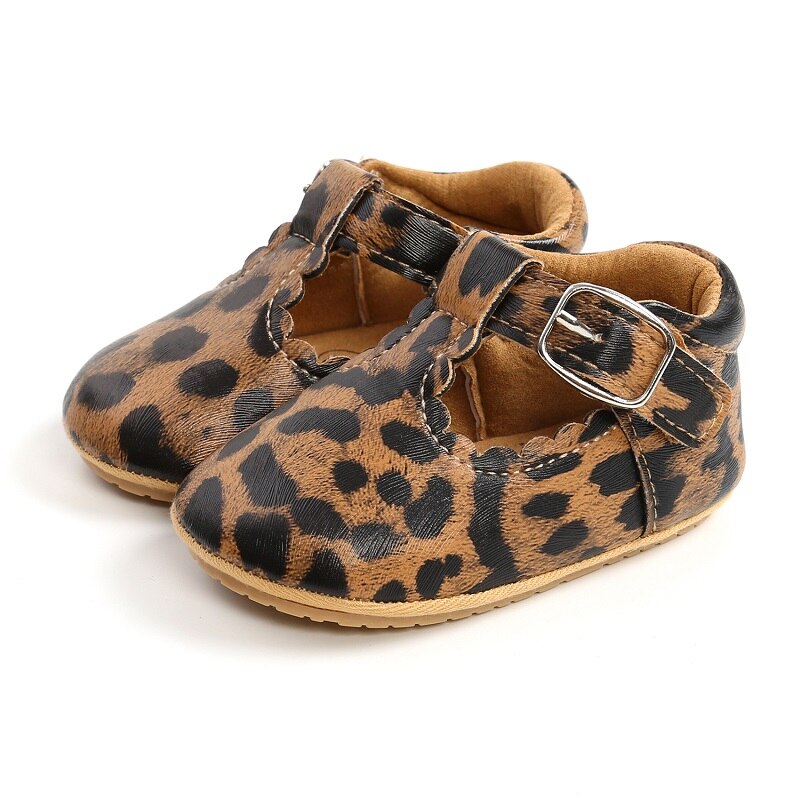 Spring T-bar Baby Shoes Pu Leather Hard Sole Newborn baby Moccasins Shoes infant Leopard baby Prewalker Non-slip Firstwalkers: Leopard / 1   (0-6months)