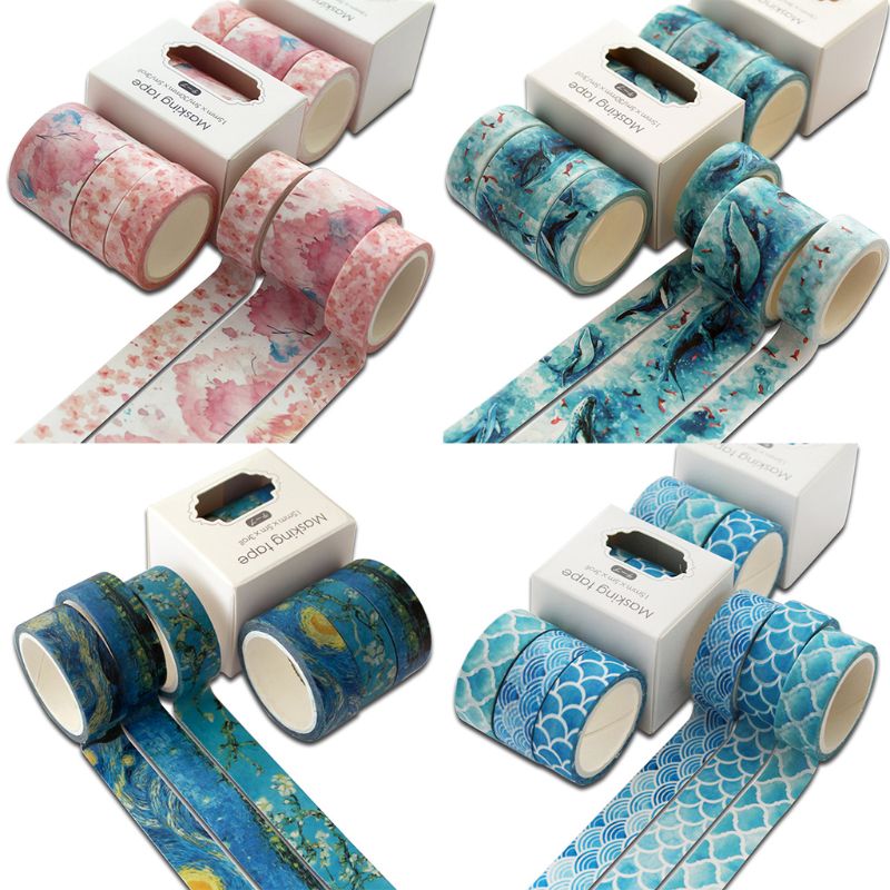 3Pcs Oceaan Washi Tape Set Leuke Plakband Diy Decoratie Sticker Scrapbooking Dagboek Afplakband 19QA