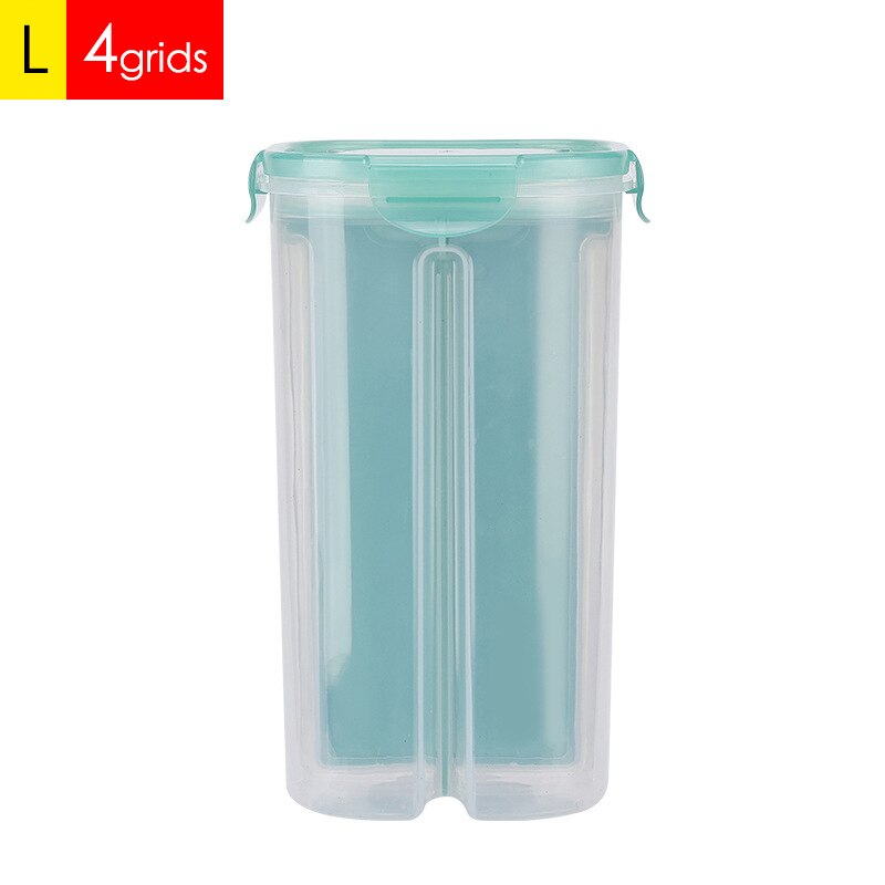Plastic Container Storage Kitchen Food Storage Container Separator Box Cans Jar with Cover Rotatable Large Capacity Jars R2021: Green Large 1 piece