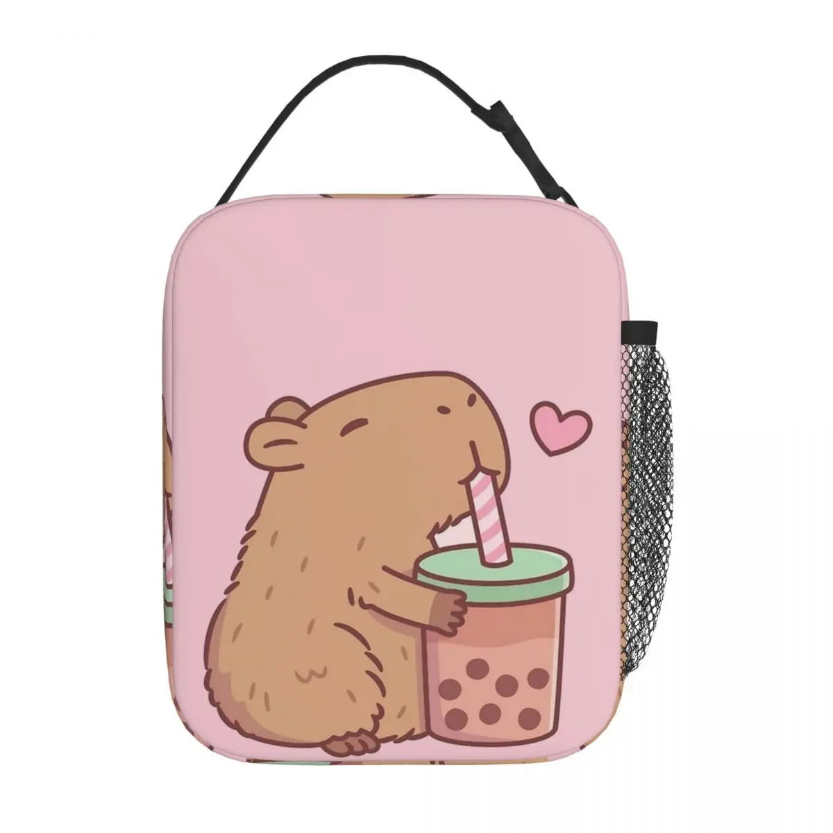 Bee And Capybara Thermal Insulated Lunch Bags for Travel Bee Cappy Reusable Food Container Bags Cooler Thermal Lunch Boxes: Dark Grey